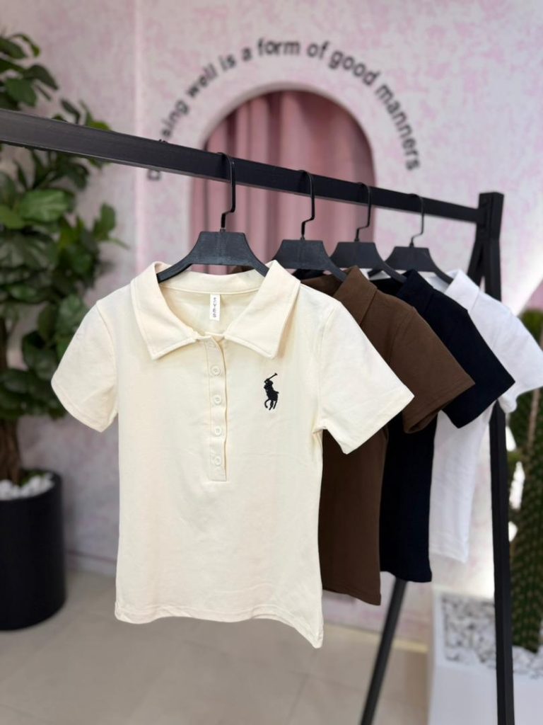تیشرت کراپ polo پنج دکمه کد ۱۴۱۰