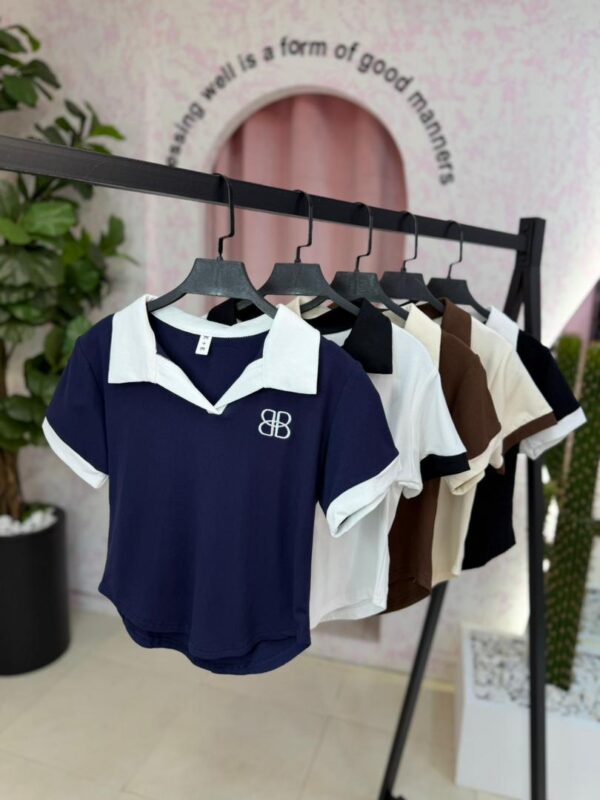 تیشرت کراپ Balenciaga یقه دار کد ۱۴۱۶
