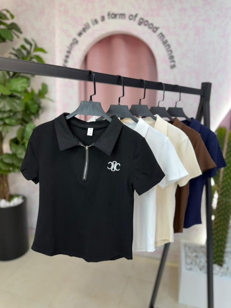 تیشرت کراپ Celine نیم زیپ ۱۴۱۳
